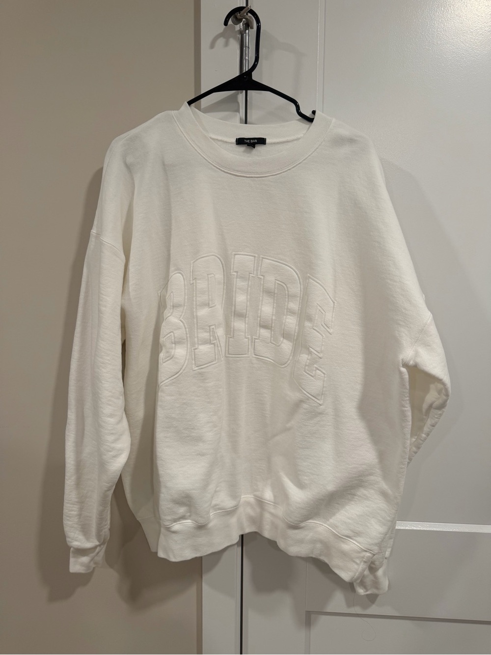 The Bar White Embroidered BRIDE Crewneck Sweater - Men's